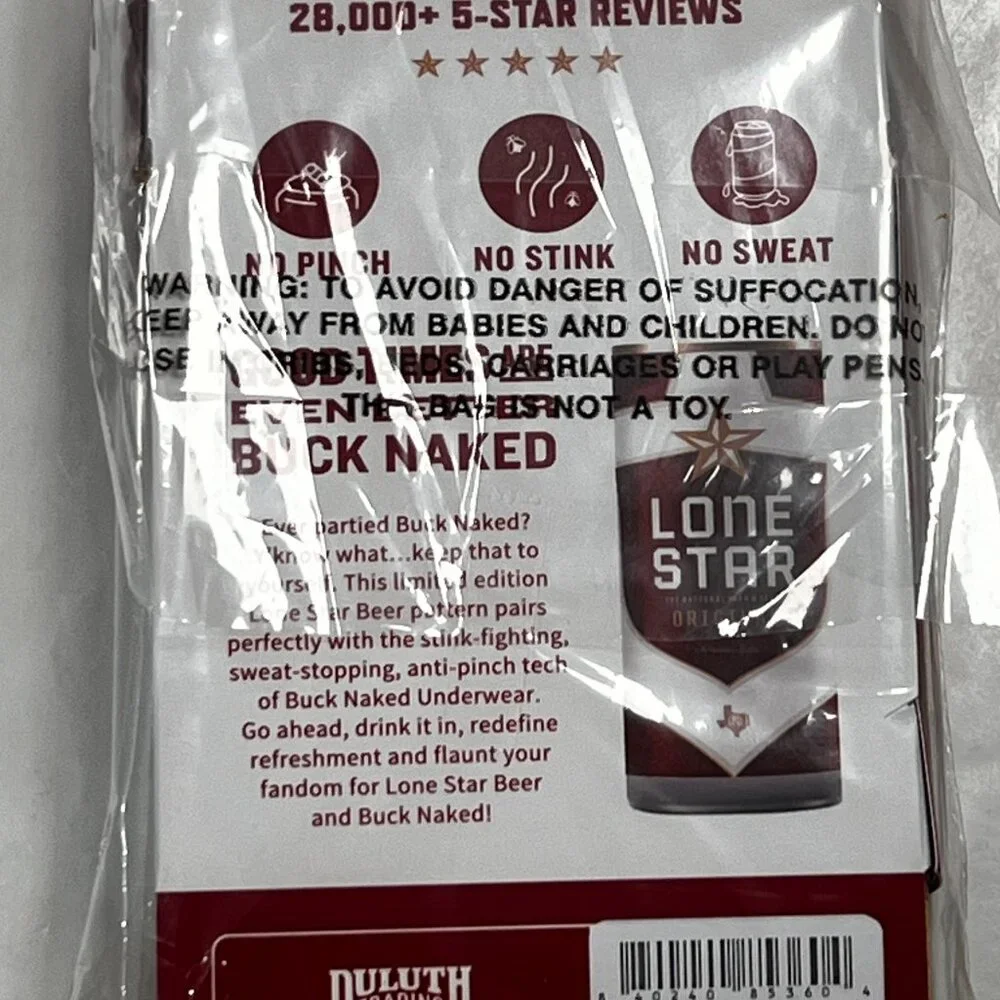 Duluth Trading Buck Naked Boxer‎ Briefs Lone Star Beer Small 28-30 Limited Ed